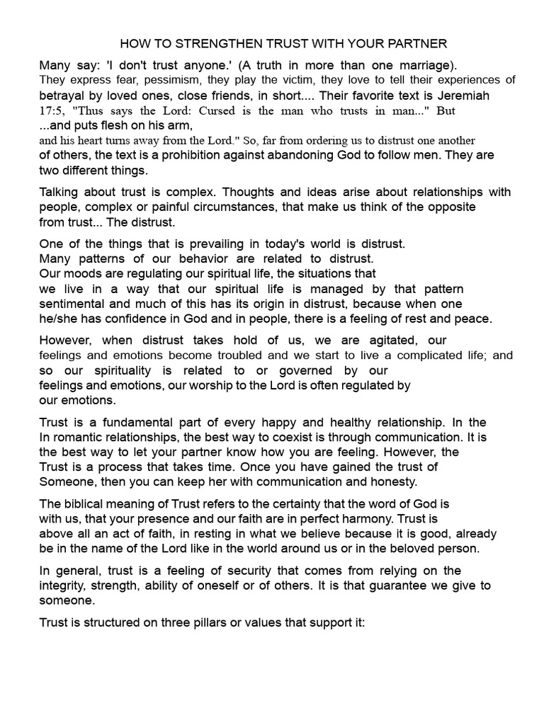 How To Strengthen Trust With Your Partner | PDF | Feeling | Emotions