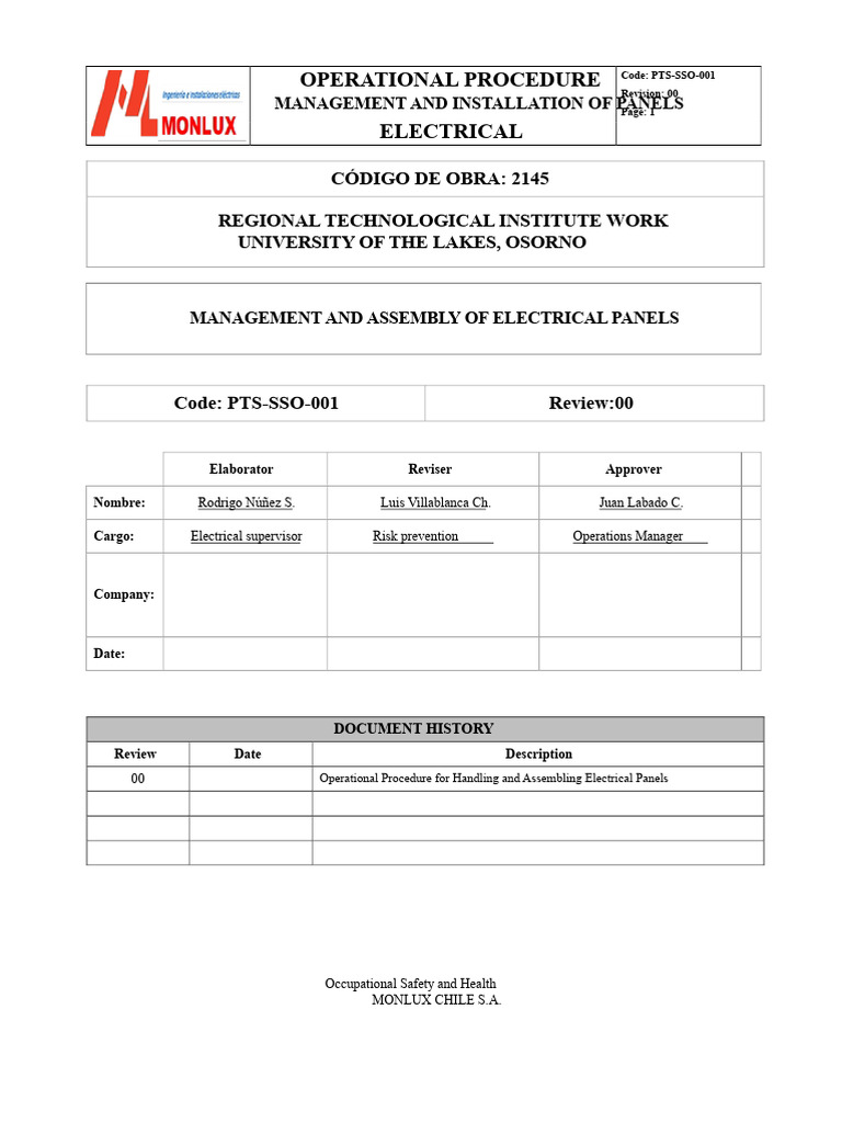 Electrical Panel Assembly Procedure | PDF | Personal Protective ...