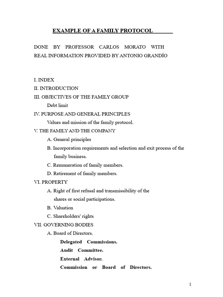 Family Business Protocol Overview | PDF | Board Of Directors | Interest