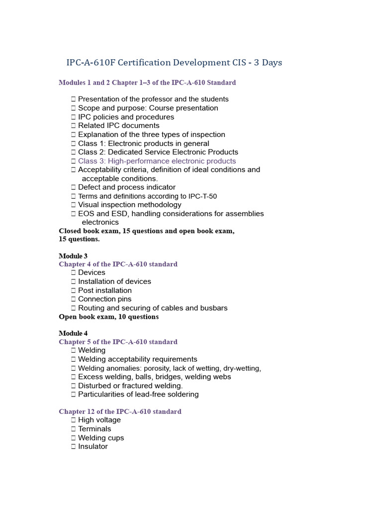 IPC-A-610F Certification Overview | PDF | Electrical Connector ...