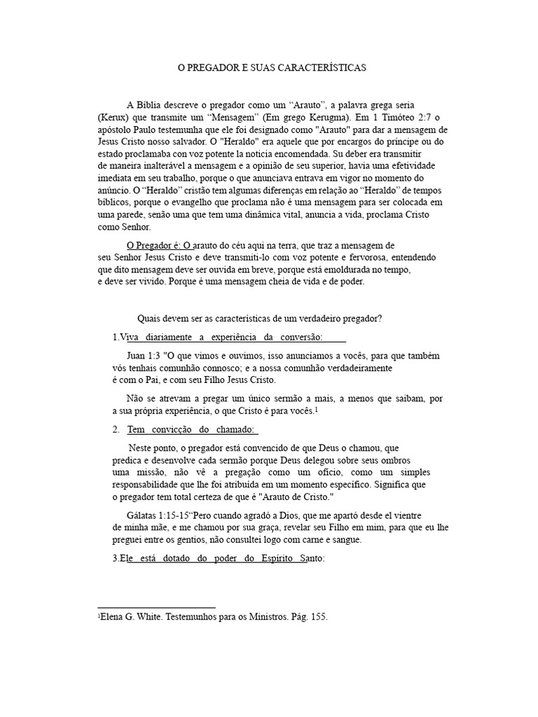 Características do Pregador Cristão | PDF | Jesus | Eucaristia