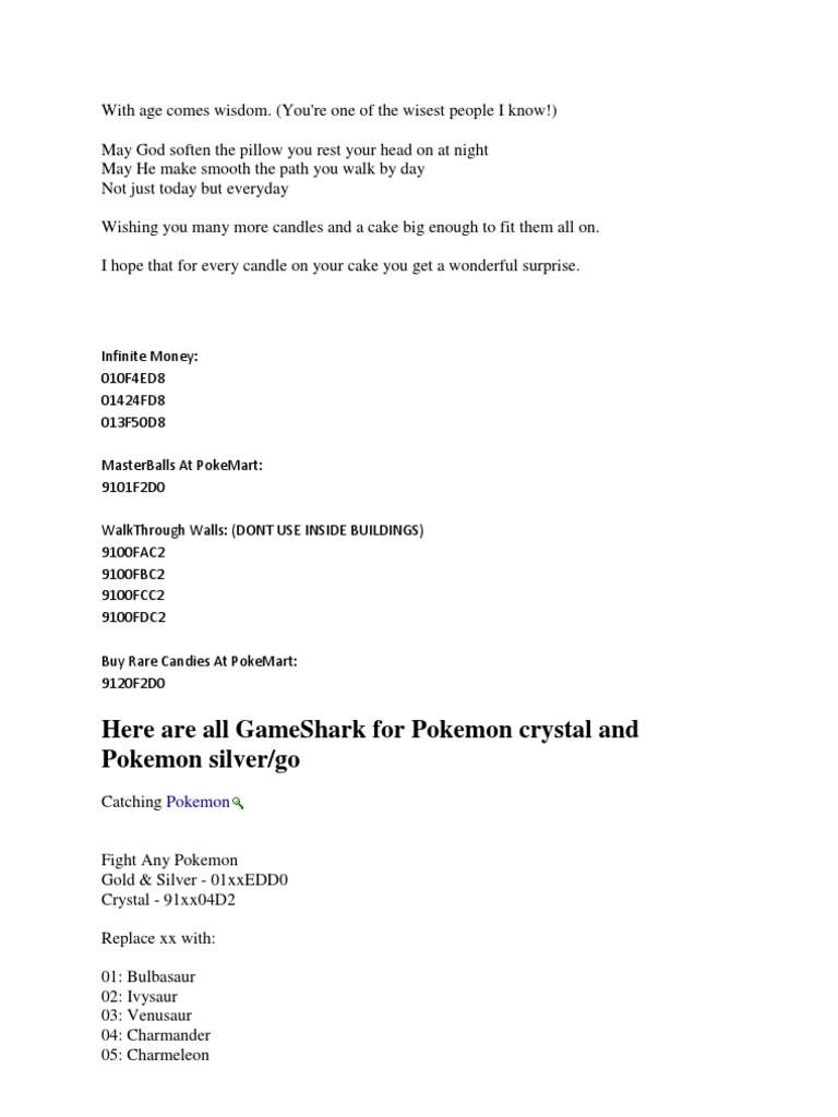 Pokemon Crystal Codes 2024 – Full list of Pokémon Crystal cheat codes ...
