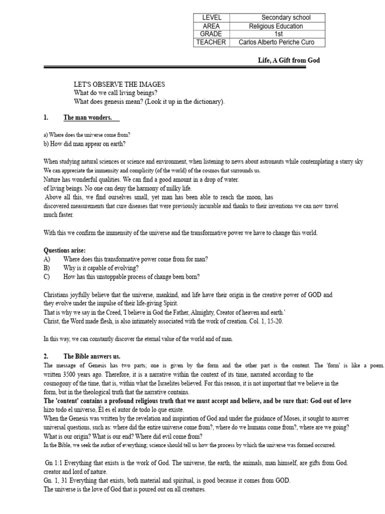 Understanding Creation In Religious Education PDF Creator Deity God