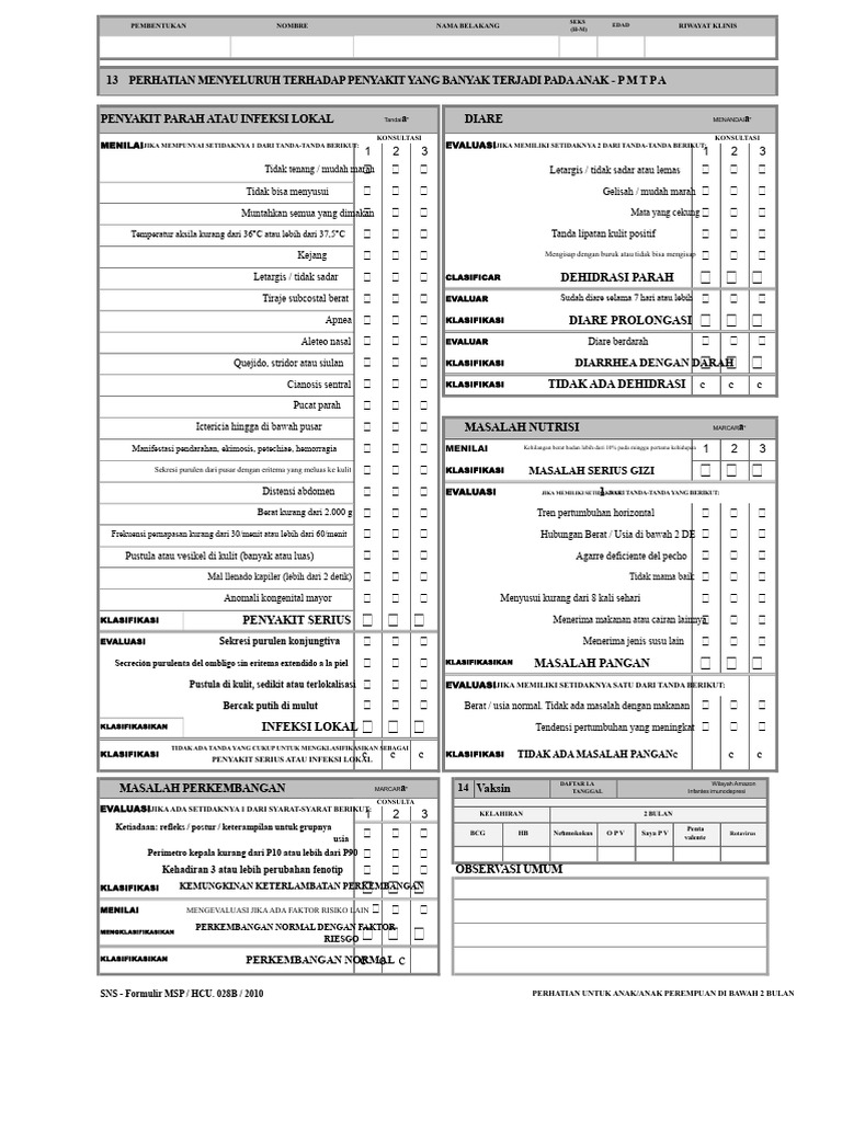 Lampiran 12. Formulir 028 b Perhatian Pada Anak-Anak Usia 2 Bulan | PDF