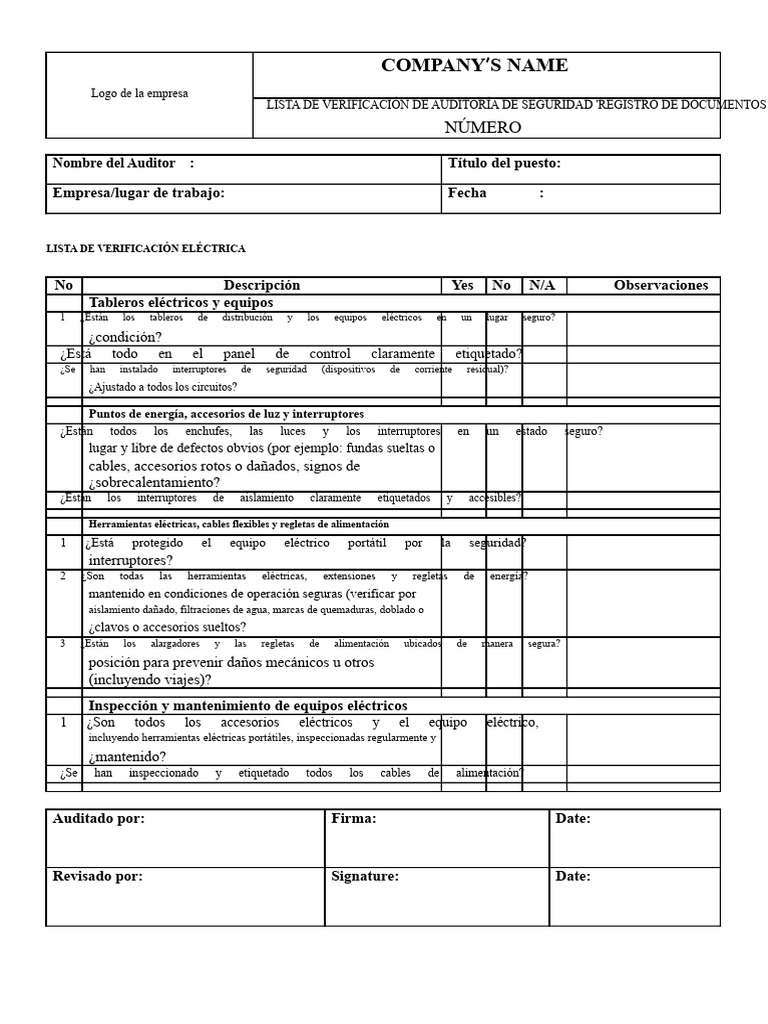 Lista de Verificación de Seguridad Laboral | PDF | Máquina elevadora ...
