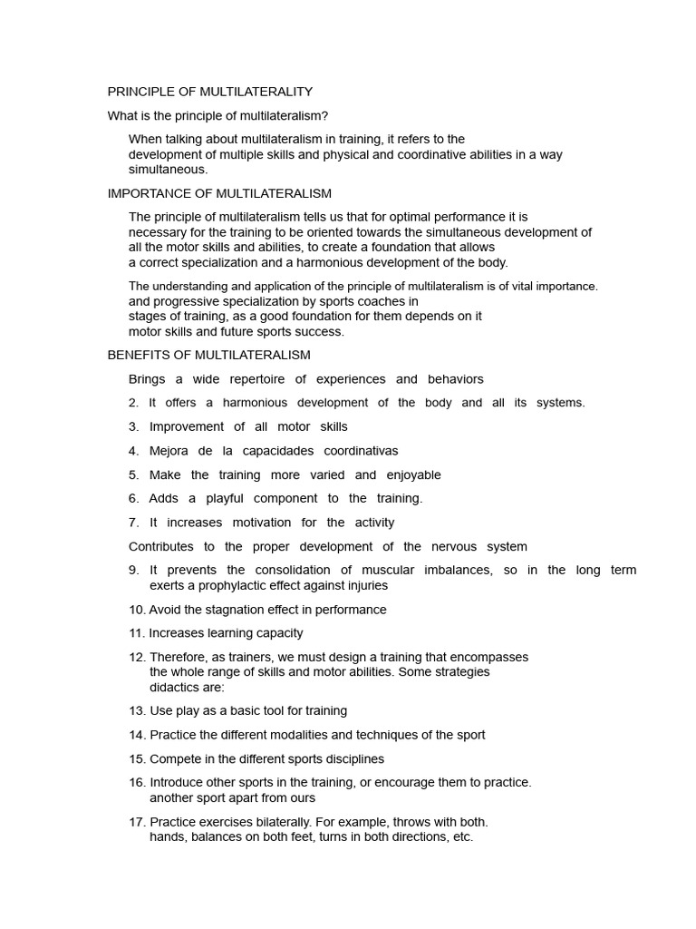 Understanding Multilateralism in Training | PDF | Multilateralism ...
