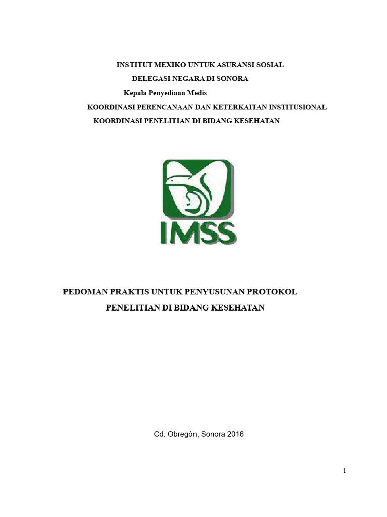Pedoman Protokol Penelitian Kesehatan IMSS | PDF