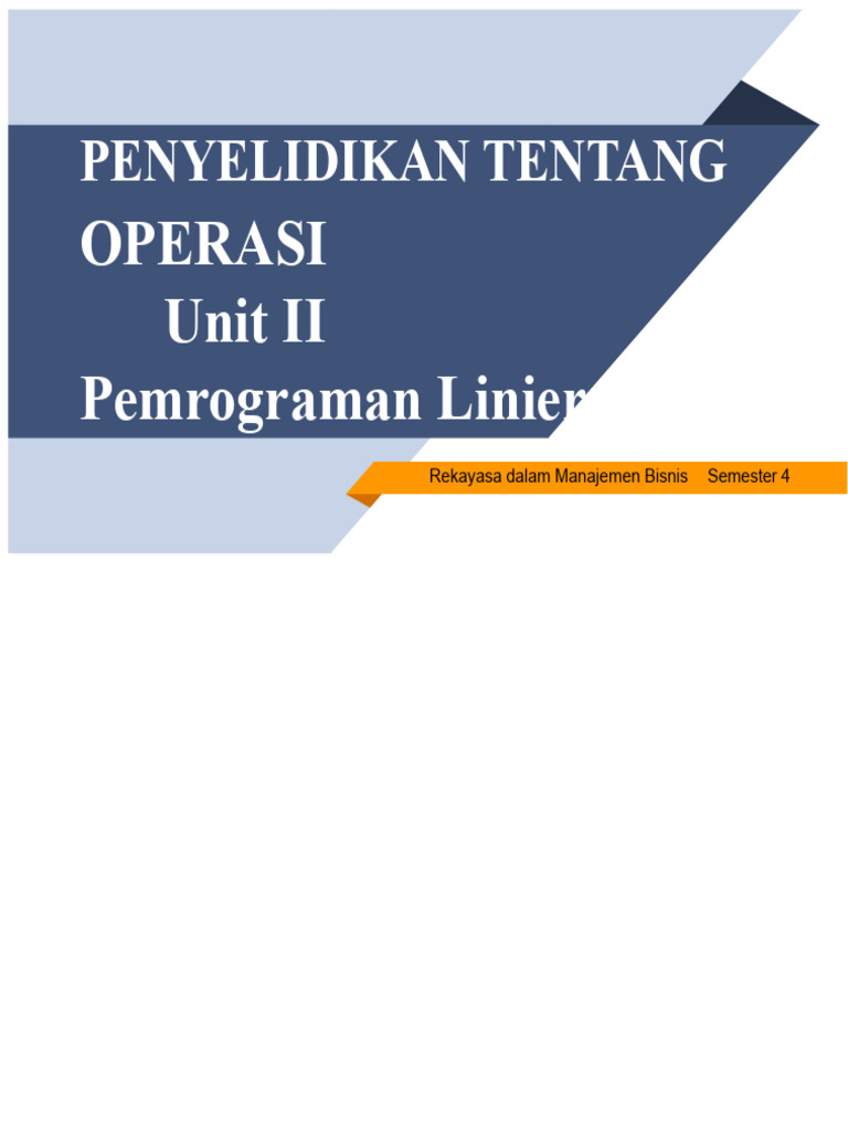 Pemrograman Linier: Metode dan Aplikasi | PDF