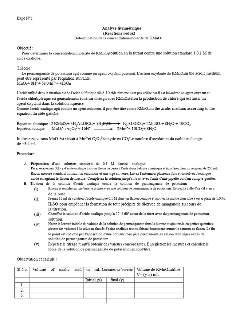 Titration et préparation de solutions chimiques | PDF | Titrage | Chimie