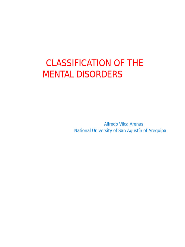 Classification of Mental Disorders Overview | PDF | Mental Disorder ...