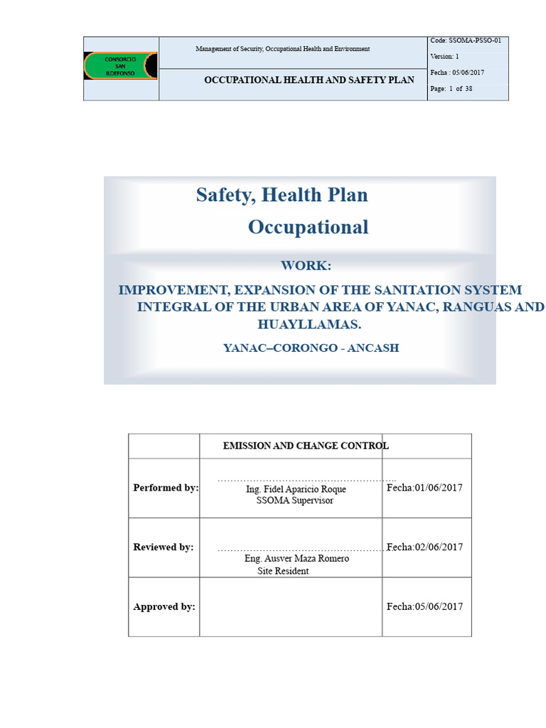 Occupational Health and Safety Plan | PDF | Occupational Safety And ...