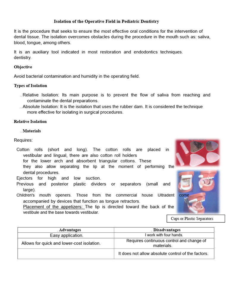 Isolation of The Operating Field in Pedodontics | PDF | Mouth | Medical ...
