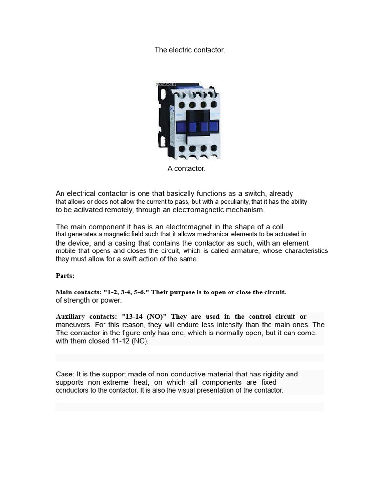 The Electric Contactor | PDF | Relay | Electric Motor