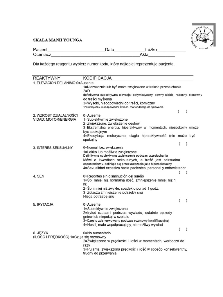 Skala Manii Younga | PDF