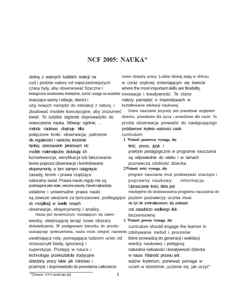 NCF 2005: Nauka | PDF