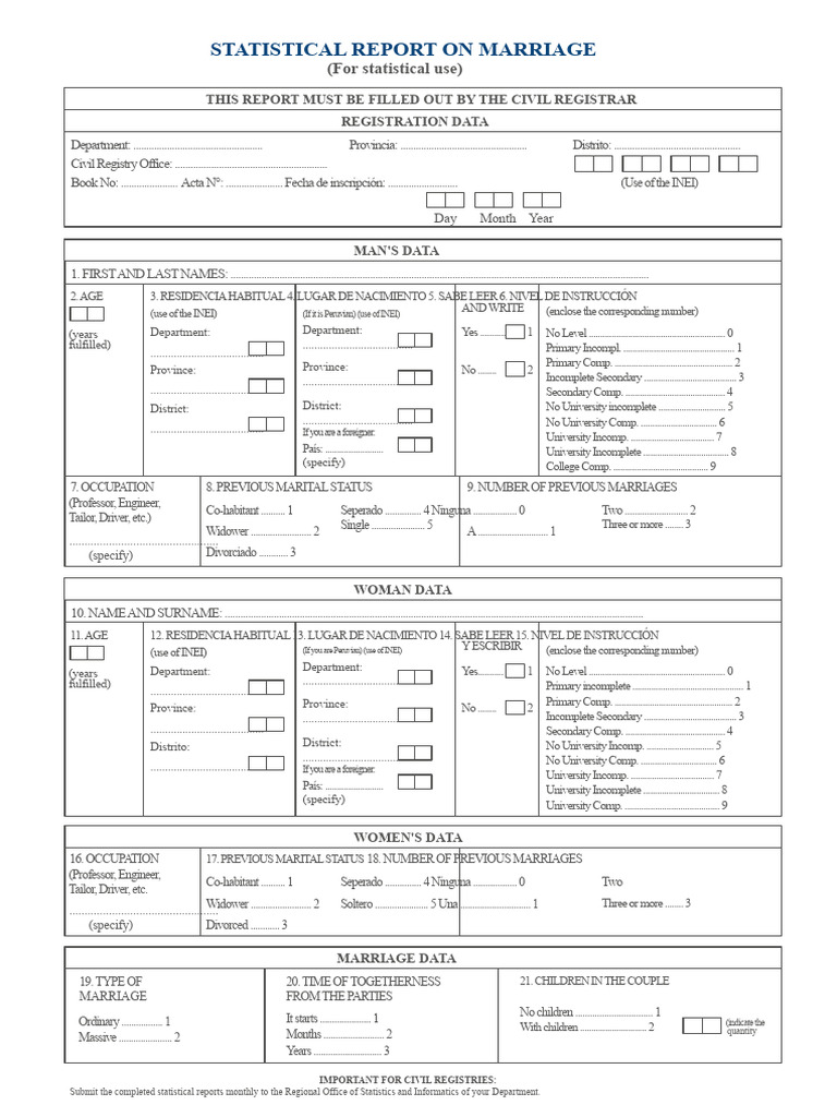 Marriage Registration Statistical Report | PDF | Intimate Relationships ...