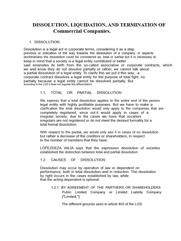 Company Dissolution and Liquidation Guide | PDF | Limited Partnership ...