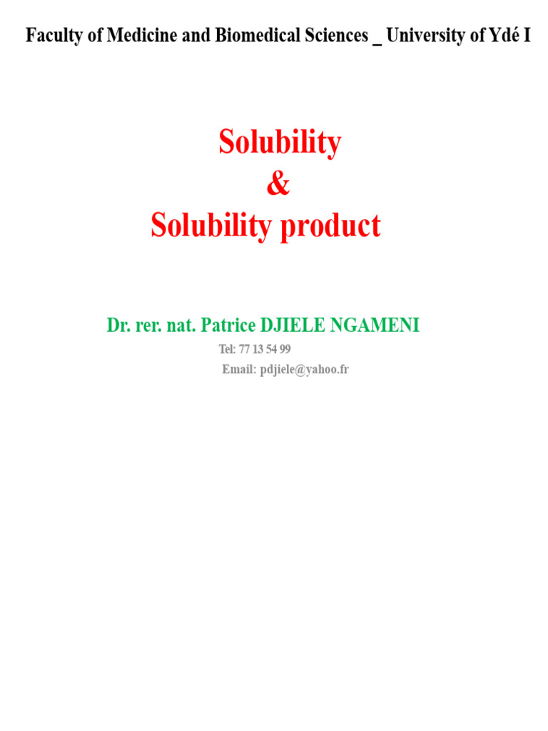 Solubility and Solubility Product Explained | PDF | Solubility | Hydroxide