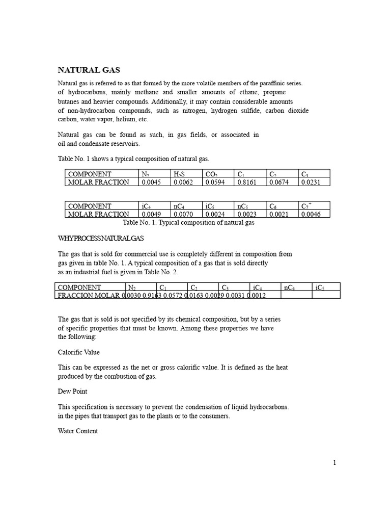 Natural Gas | PDF | Gases | Mole (Unit)