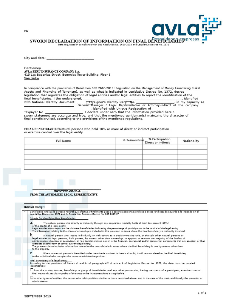 F6 Affidavit On Ultimate Beneficial Owners | PDF | Identity Document ...