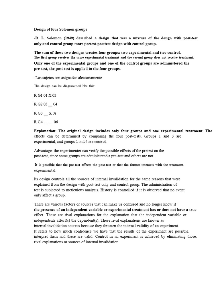 Solomon Four Group Design Explained | PDF | Analysis Of Variance ...