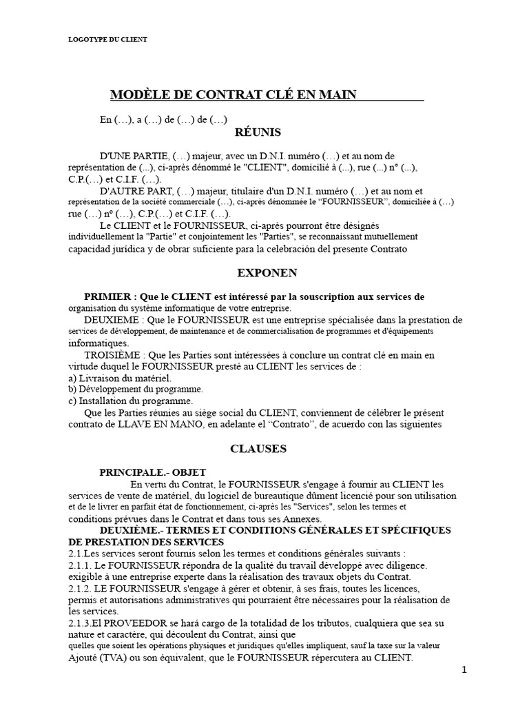 Contrat Clé en Main pour Services Informatiques | PDF | Arbitrage ...