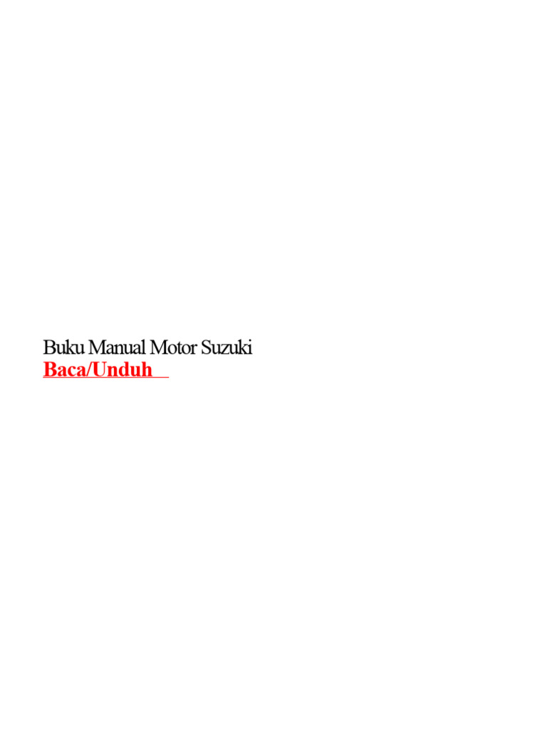 Buku Manual Motor Suzuki Satria PDF | PDF
