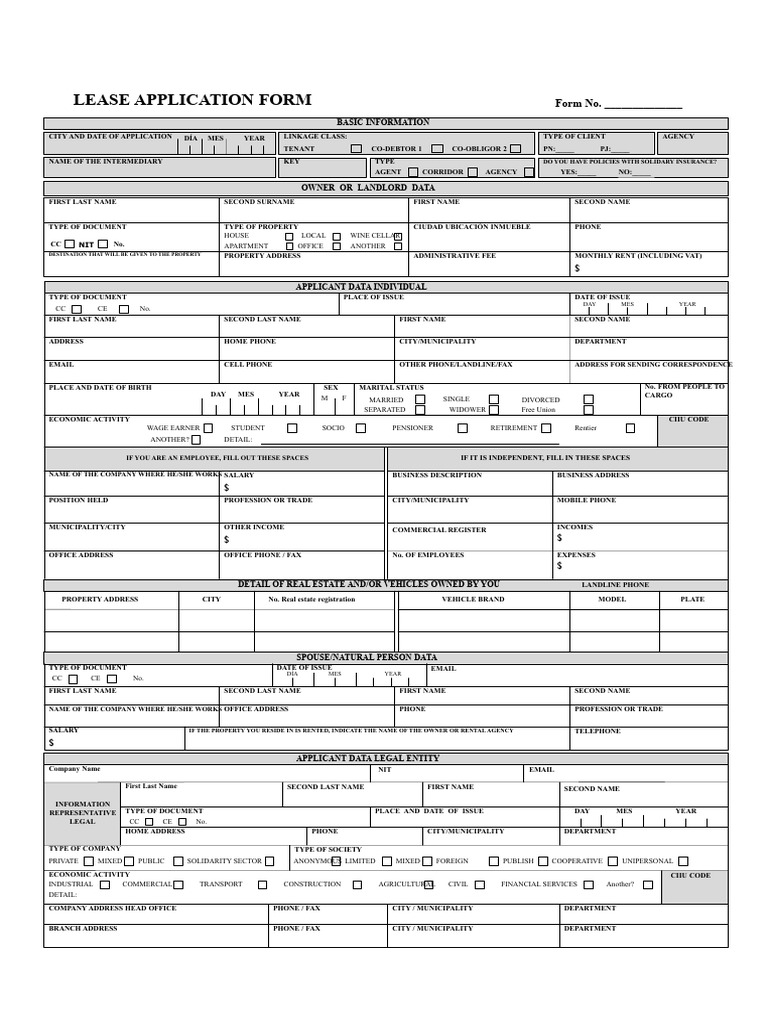 Lease Application Form Template | PDF | Lease | Business