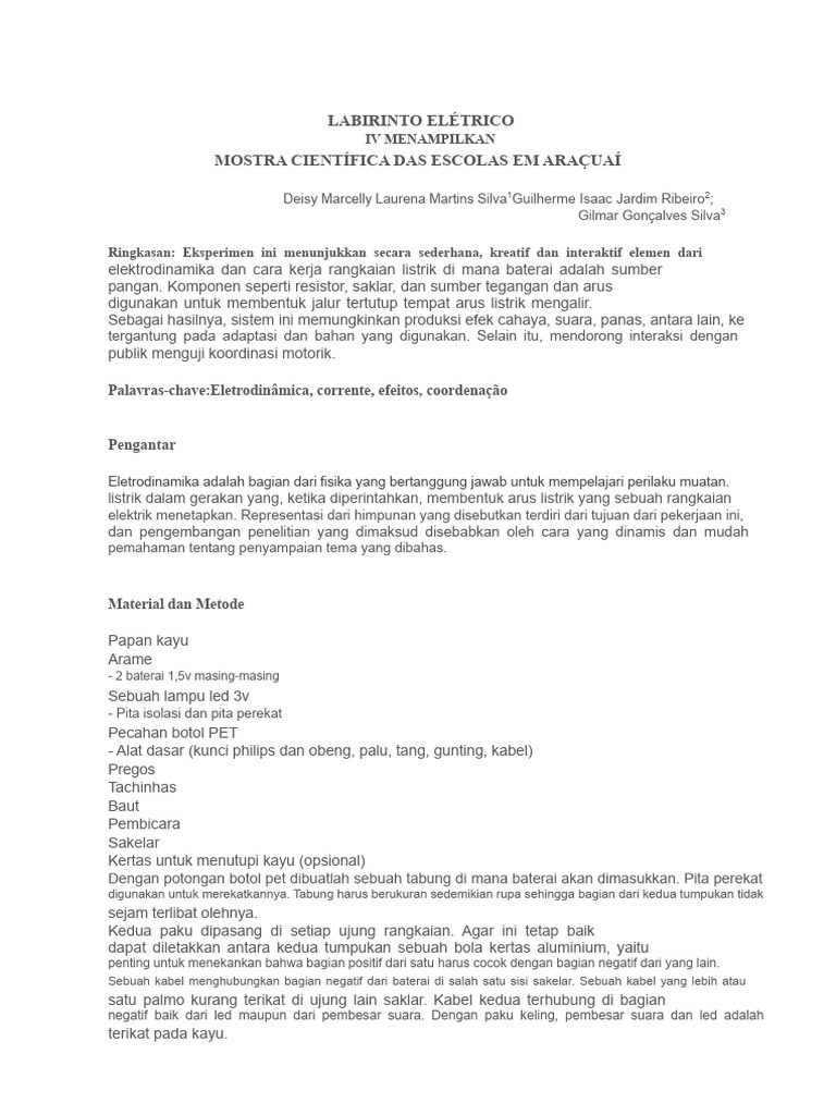 Eksperimen Labirin Listrik Interaktif | PDF
