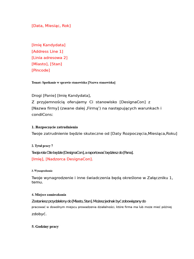 Format Listu Powołania | PDF