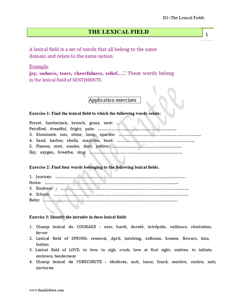 d1 The Lexical Fields | PDF