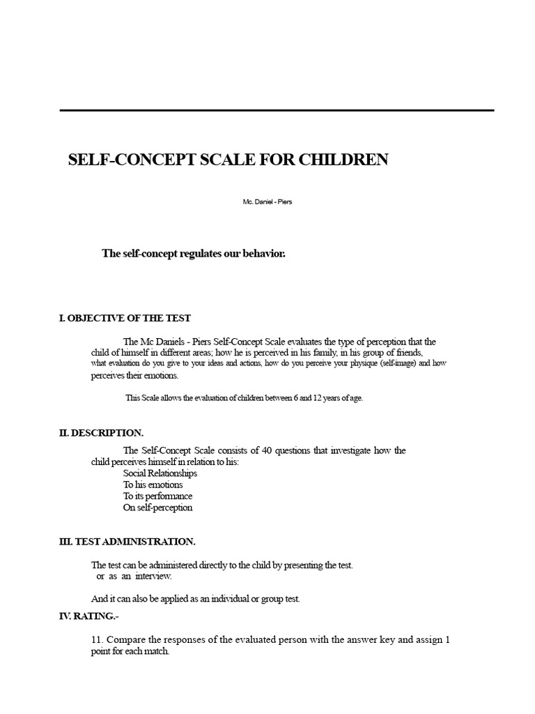 Child Self-Concept Evaluation Scale | PDF | Self Concept | Social ...