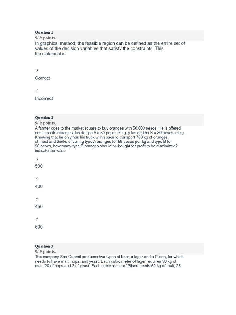 Quiz 2 Decision Making Model | PDF | Linear Programming | Mathematical ...