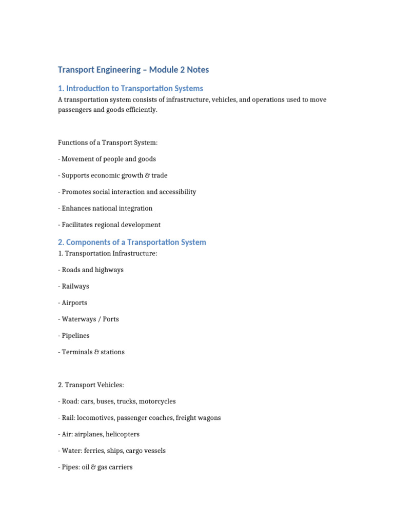 Transport Engineering Module 2 | PDF | Transport | Road