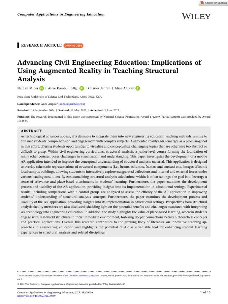 Comp Applic in Engineering - 2025 - Miner - Advancing Civil Engineering ...