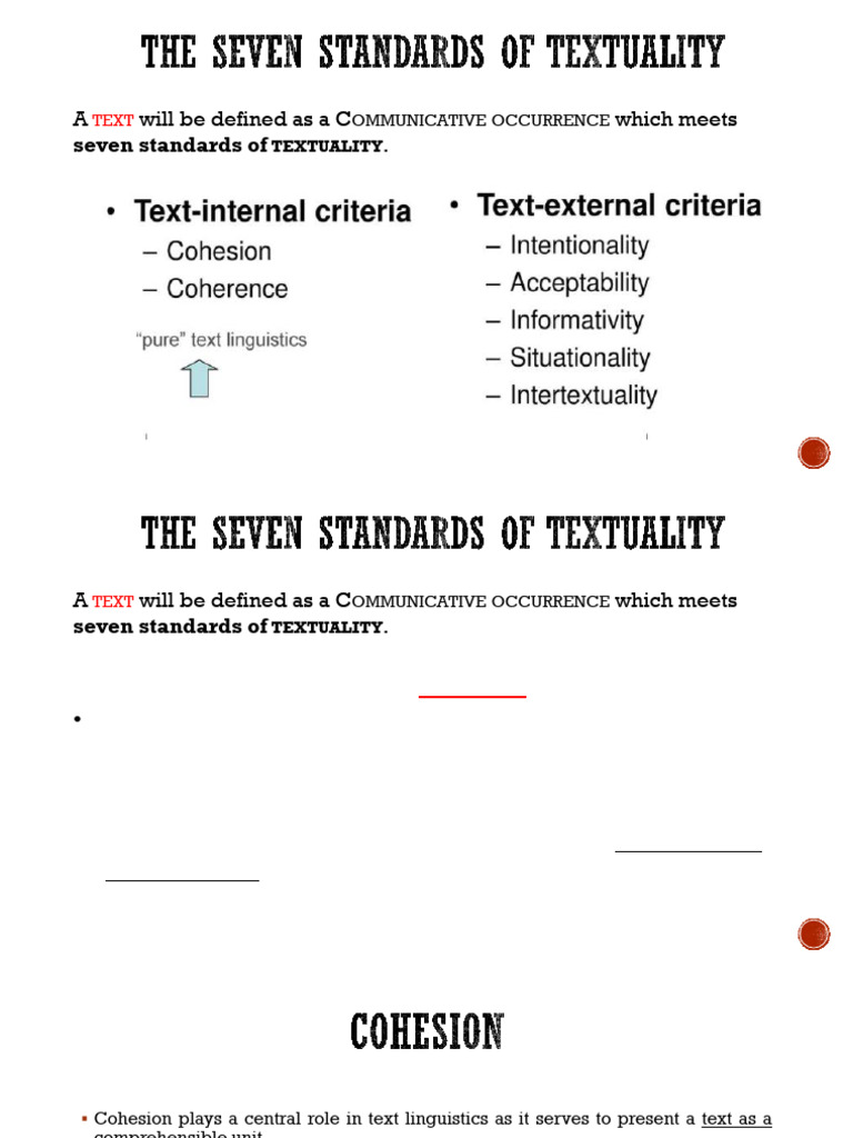 7 Standards of Textuality | PDF | Phrase | Clause