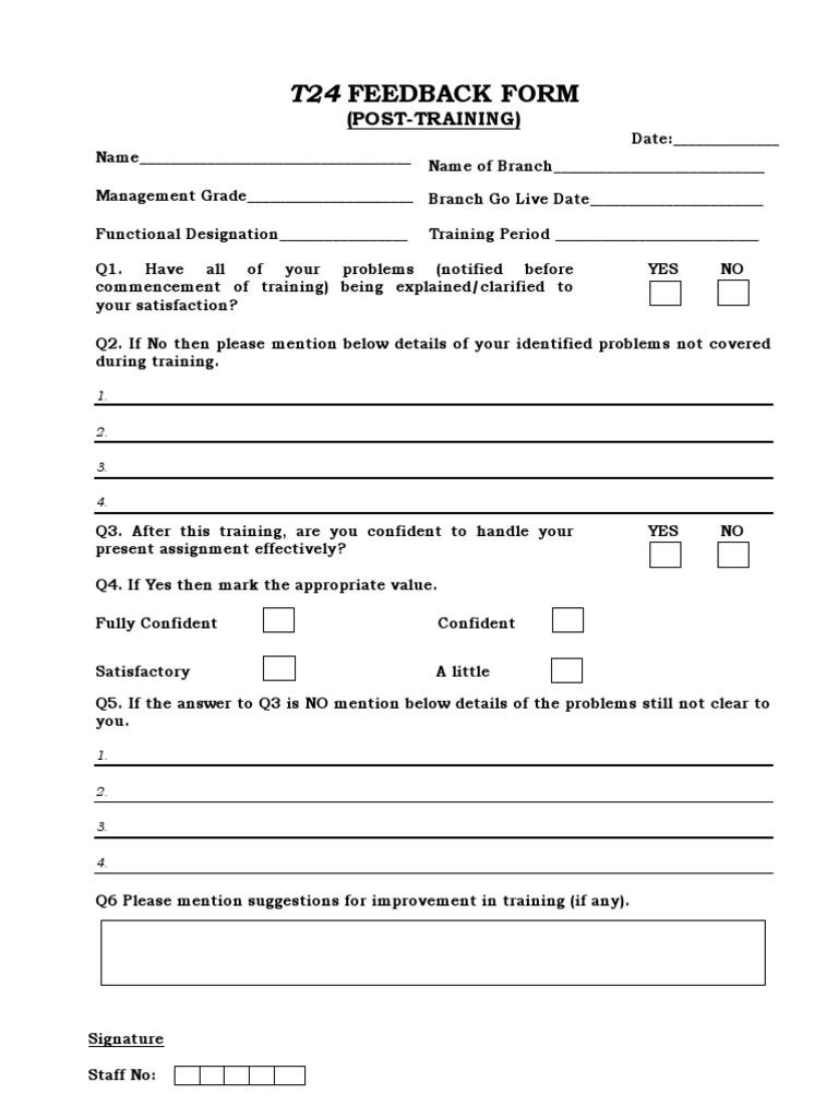Post-Training Feedback Form | PDF