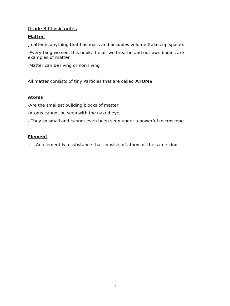Grade 8 Physic Notes | PDF