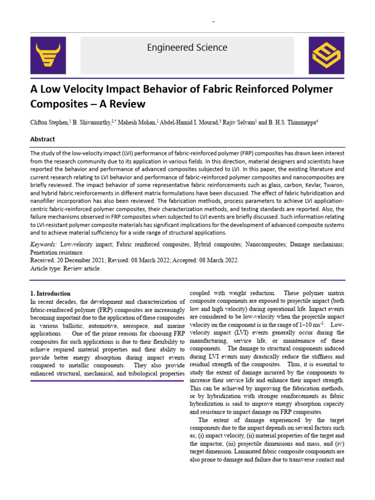 Low Velocity Impact in Polymer Composites | PDF | Composite Material ...
