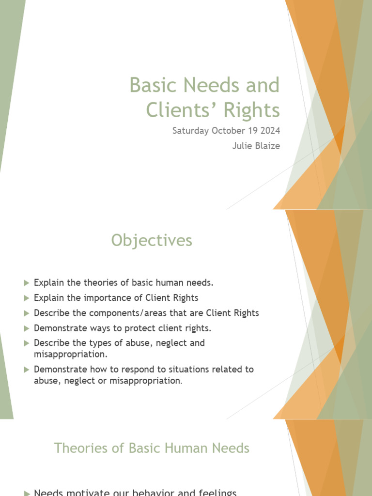 Basic Needs and Clients Rights | PDF | Child Abuse | Mental Health