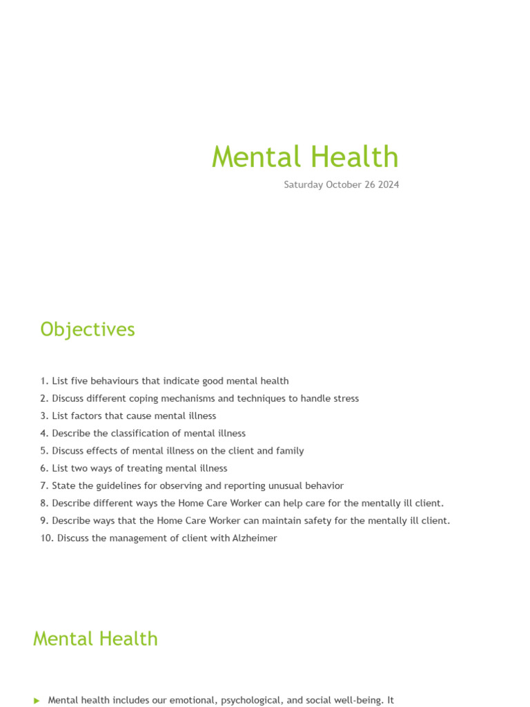 Understanding Mental Health and Illness | PDF | Mental Disorder | Dementia