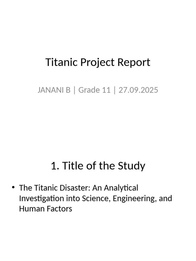 Titanic Disaster Analysis Report | PDF | Shipping | Ships