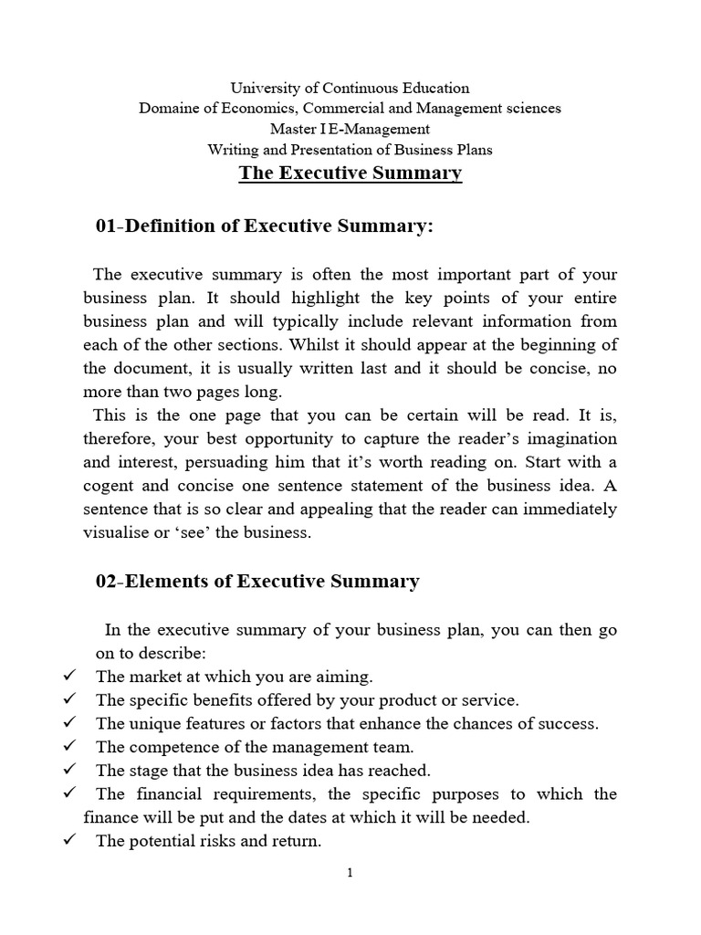 Crafting an Effective Executive Summary | PDF | Risk
