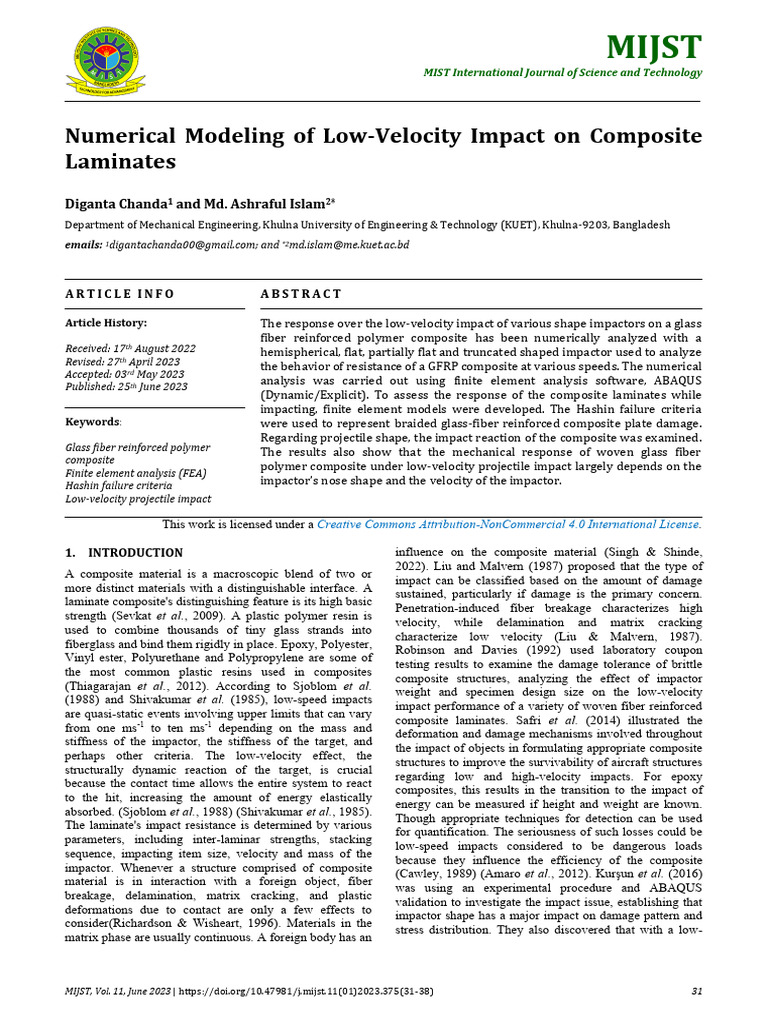 Low-Velocity Impact on Composite Laminates | PDF | Composite Material ...
