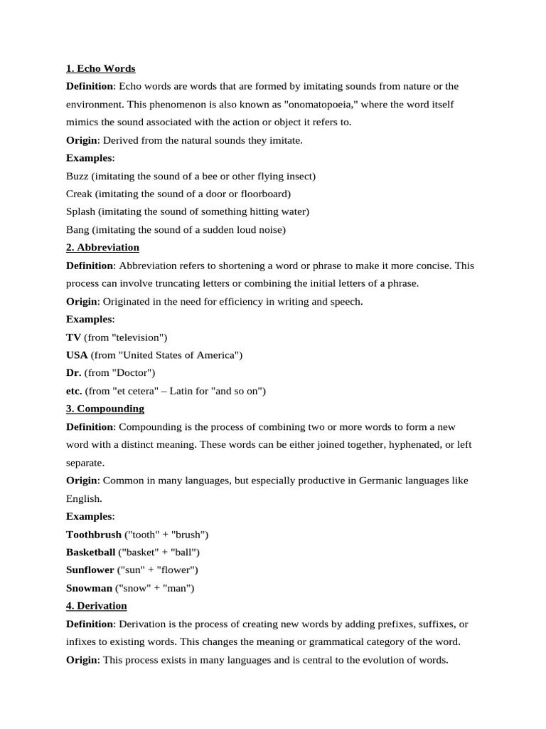 Linguistic Processes Explained: Examples | PDF | Word | Verb