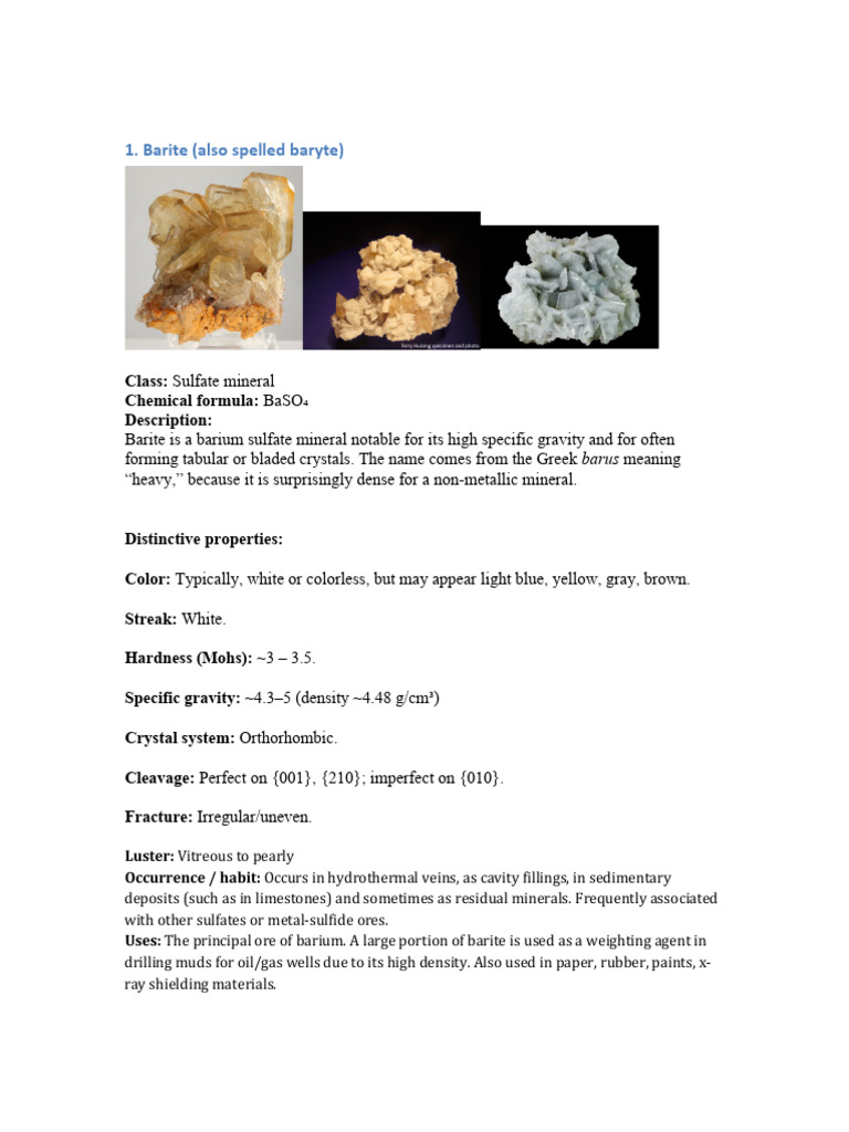 Rocks and Minerals Part1 Sulfates | PDF