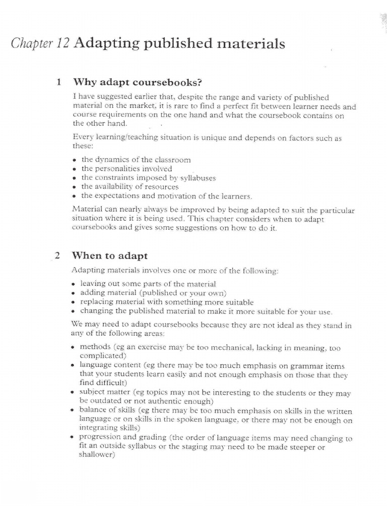 Adapting Published Material | PDF