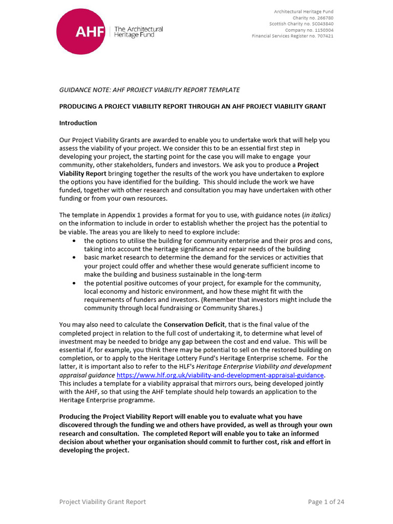 Project Viability Report Template Guide | PDF