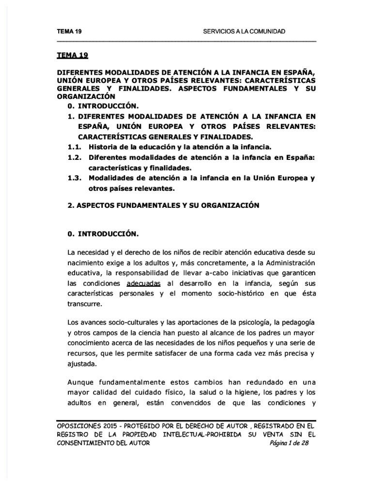 Atención a la Infancia en España | PDF | Educación de la primera ...