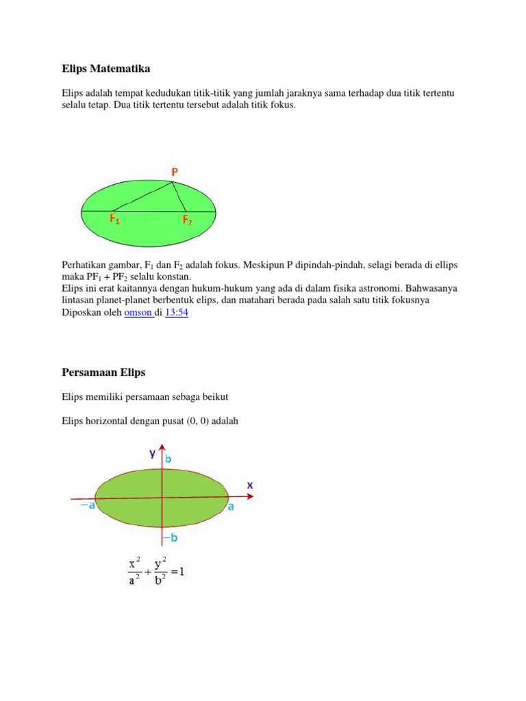 Persamaan dan Sifat Elips | PDF | Seni & Disiplin Bahasa | Metode ...